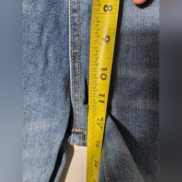 High-Waisted Wide leg Cropped Ankle Distressed Jeans Size Large - Picture 4 of 9